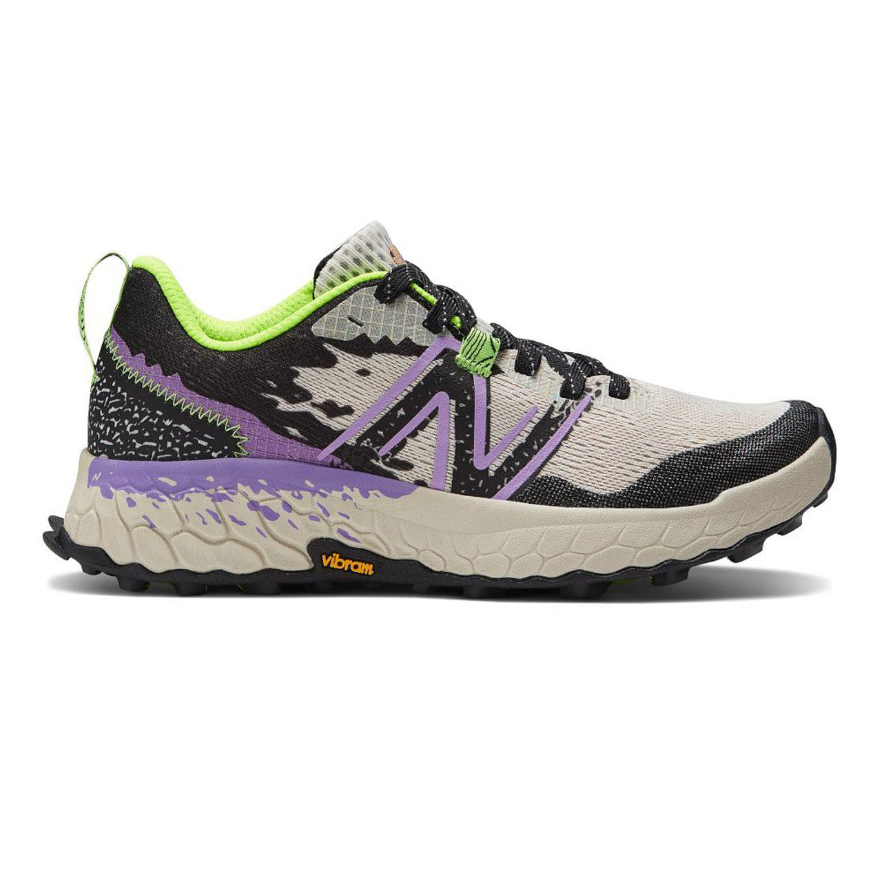 Women's New Balance Fresh Foam X Hierro V7, Moonbeam/Electric Purple, 7.5 B Medium