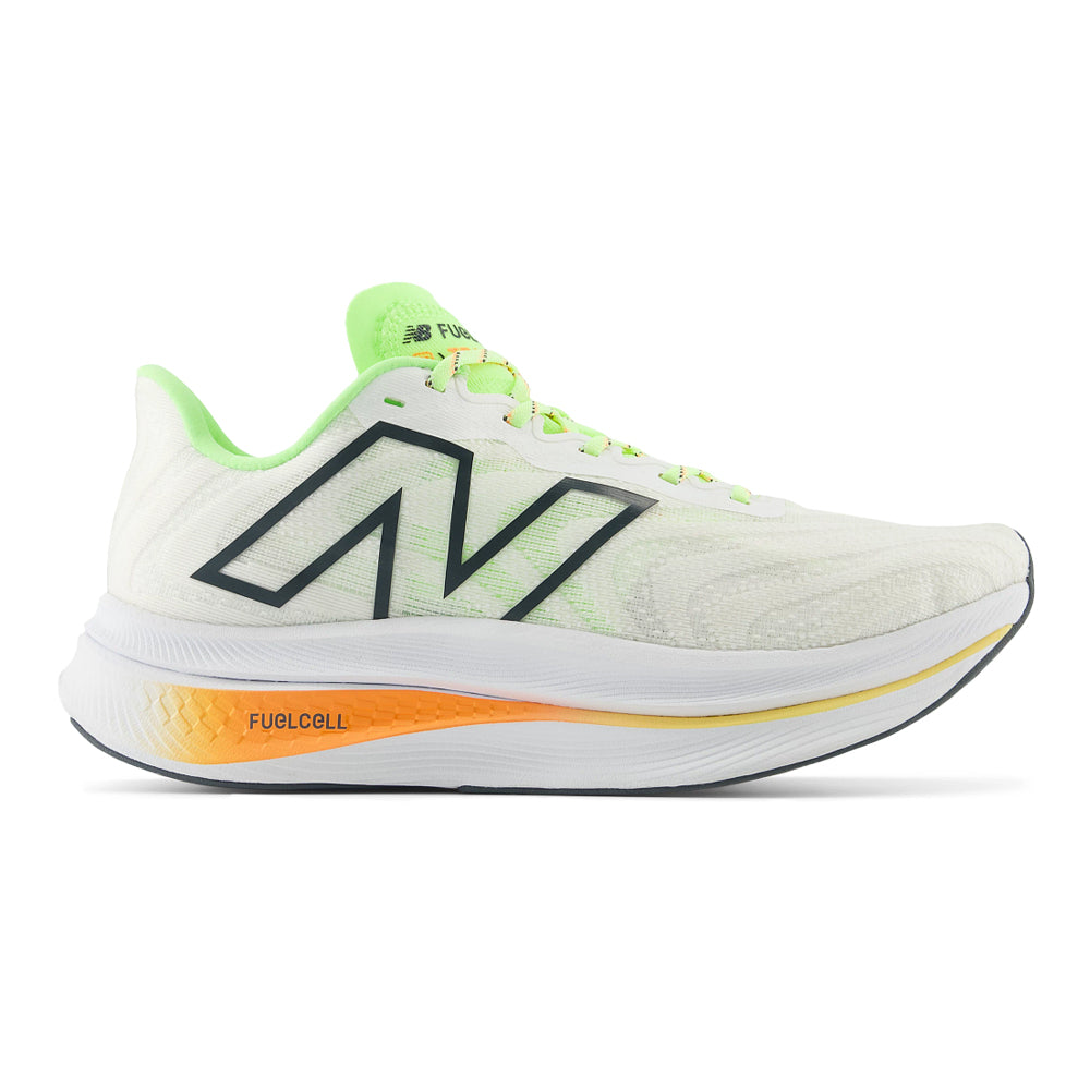 Women's New Balance FuelCell SuperComp Trainer v2, White/Bleached Lime Glo/Hot Mango, 8.5 B Medium