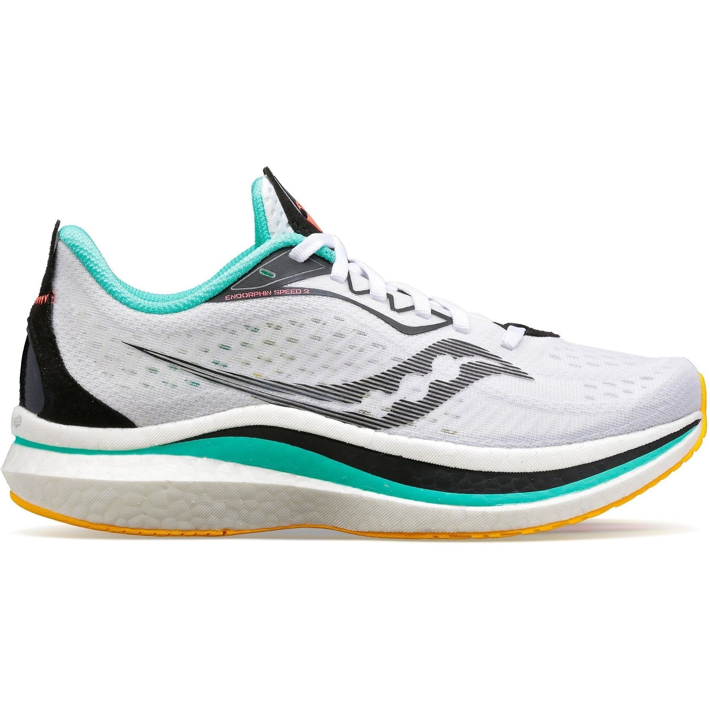 Women's Saucony Endorphin Speed 2, White/Black/Vizi, 7.5 B Medium