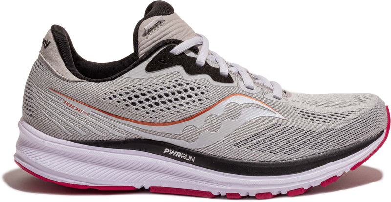 Women's Saucony Ride 14, Fog/Cherry, 6 B Medium