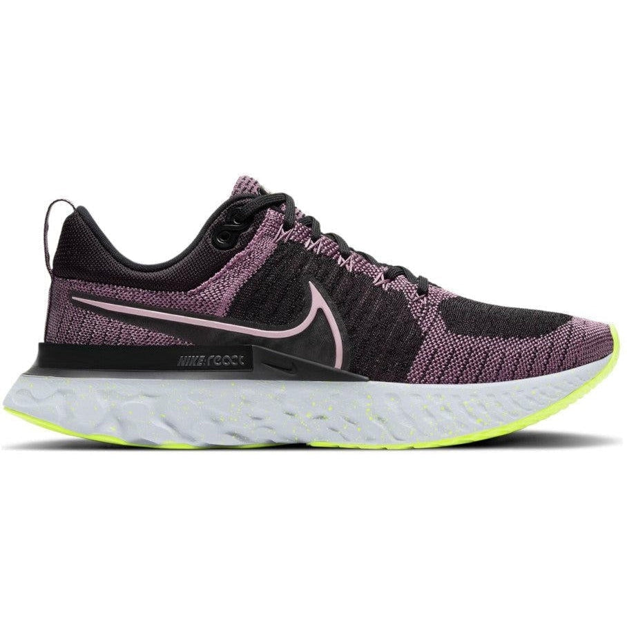 Women's Nike React Infinity Run Flyknit 2, Violet Dust/Elemental Pink/Black/Cyber, 8 B Medium