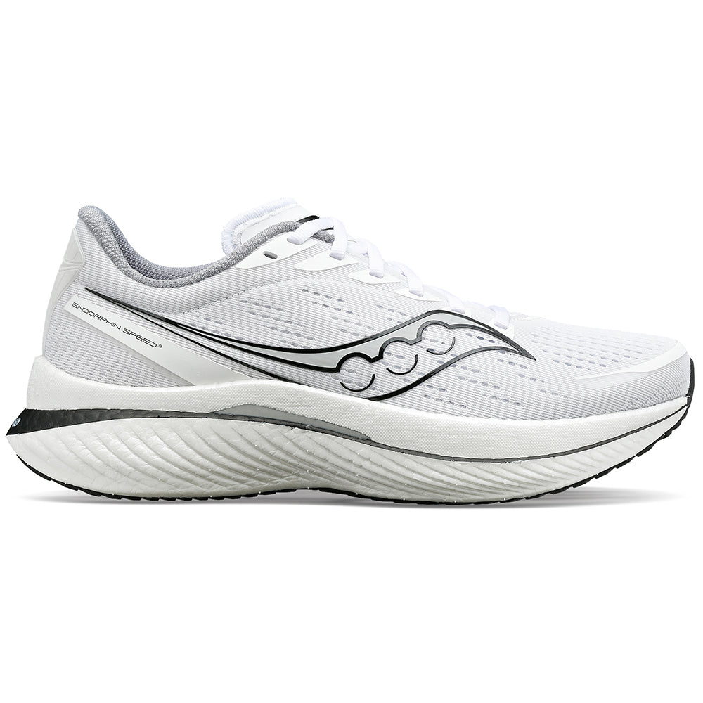 Women's Saucony Endorphin Speed 3, White/Black, 6 B Medium