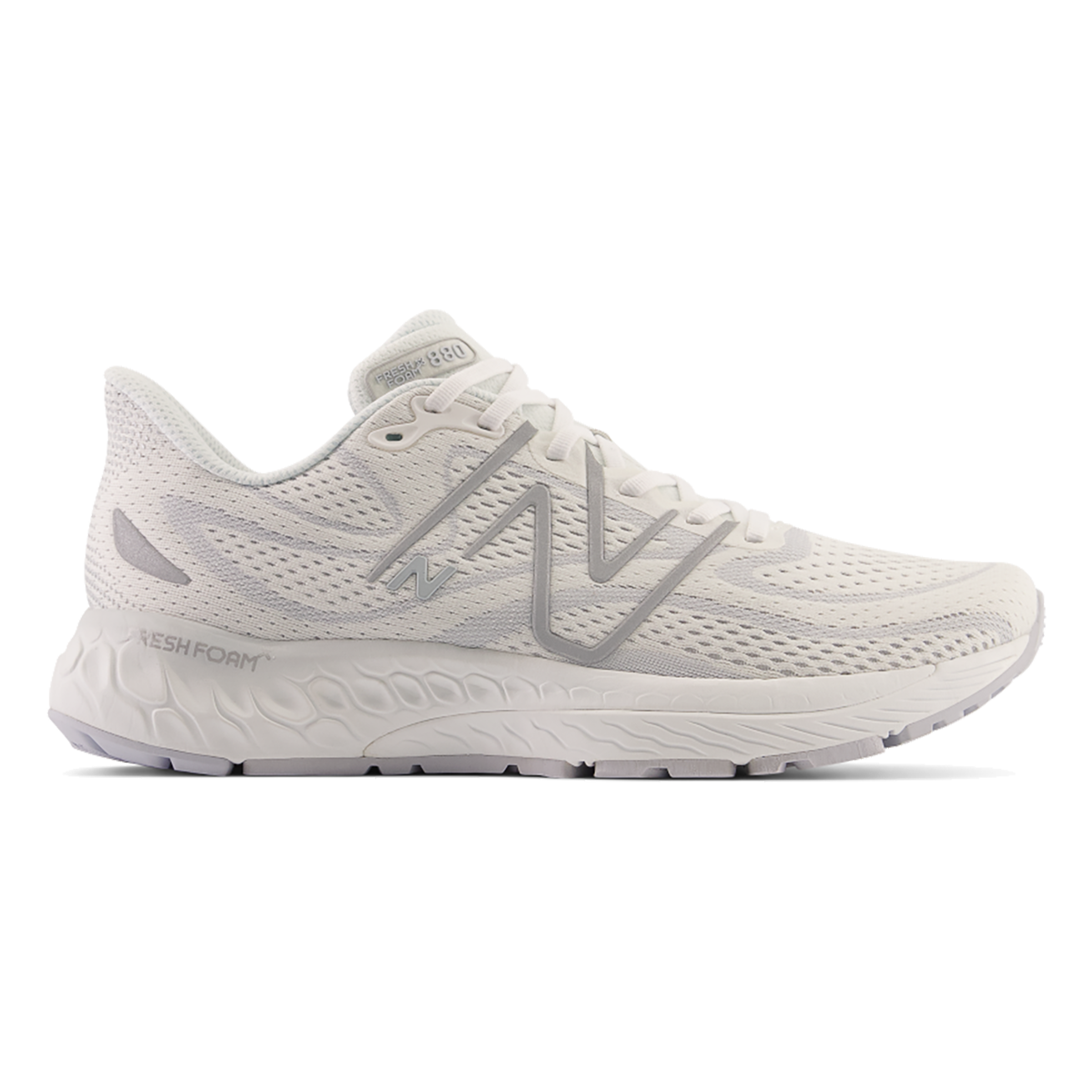 Women's New Balance Fresh Foam X 880v13, White/Granite/Silver Metallic, 9 D Wide